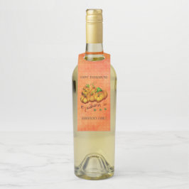 オレンジ色の背景とカボチャ ボトルネックタグ