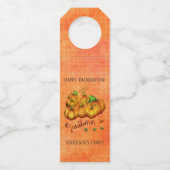 オレンジ色の背景とカボチャ ボトルネックタグ (裏面)