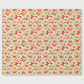 オレンジ色の背景にはっきりした白いデイジー ラッピングペーパー (フラット)