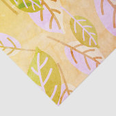 オレンジ色の背景にピンクとセージの抽象芸術の葉 薄葉紙 (詳細)