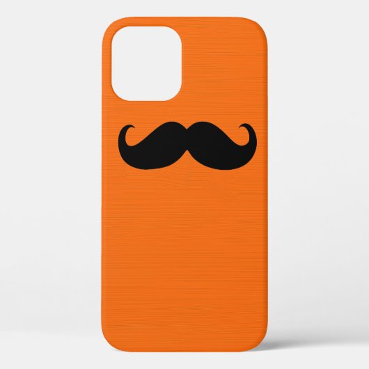 オレンジ色の背景に面白い黒い口ひげ Case-Mate iPhoneケース (裏面)