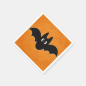 オレンジ色の背景に黒いこうもり スタンダードカクテルナプキン (角)