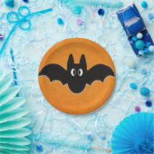 オレンジ色の背景に黒いこうもり ペーパープレート (パーティー)