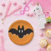 オレンジ色の背景に黒いこうもり ペーパープレート (パーティー)