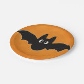 オレンジ色の背景に黒いこうもり ペーパープレート (アングル)