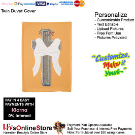 オレンジ色の背景のツインサイズ掛け布団カバー 掛け布団カバー