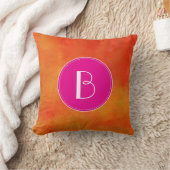 オレンジ色の背景のモノグラム抽象芸術 クッション (ブランケット)