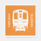 オレンジ色の背景の白いシカゴ「L」のプロフィール スタンダードランチョンナプキン (正面)