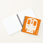 オレンジ色の背景の白いシカゴ「L」のプロフィール ノートブック (内部)