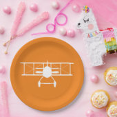 オレンジ色の背景の白い二面縦断 ペーパープレート (パーティー)