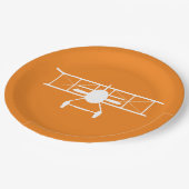 オレンジ色の背景の白い二面縦断 ペーパープレート (アングル)