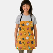 オレンジ色の背景を持つ可愛いハロウィンパターン エプロン (インサイチュ)