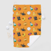 オレンジ色の背景を持つ可愛いハロウィンパターン ゴルフタオル (インサイチュ)