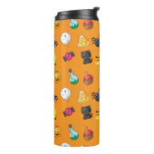 オレンジ色の背景を持つ可愛いハロウィンパターン タンブラー (回転左)