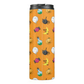 オレンジ色の背景を持つ可愛いハロウィンパターン タンブラー (裏面)