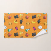 オレンジ色の背景を持つ可愛いハロウィンパターン バスタオルセット (ハンドタオル)