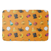 オレンジ色の背景を持つ可愛いハロウィンパターン バスマット (正面)