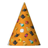 オレンジ色の背景を持つ可愛いハロウィンパターン パーティーハット (左)