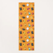 オレンジ色の背景を持つ可愛いハロウィンパターン ヨガマット (正面)