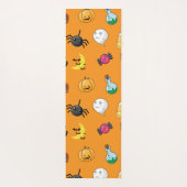 オレンジ色の背景を持つ可愛いハロウィンパターン ヨガマット (裏面)