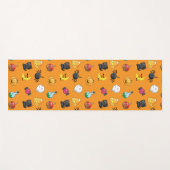 オレンジ色の背景を持つ可愛いハロウィンパターン ヨガマット (正面(横))