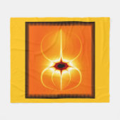 オレンジ色の背景を持つ黄色のフラクタル フリースブランケット (正面(横))