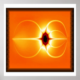 オレンジ色の背景を持つ黄色のフラクタル ポスター