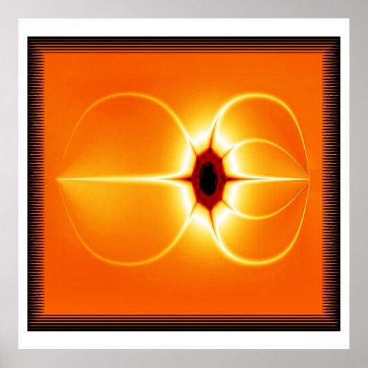 オレンジ色の背景を持つ黄色のフラクタル ポスター (正面)