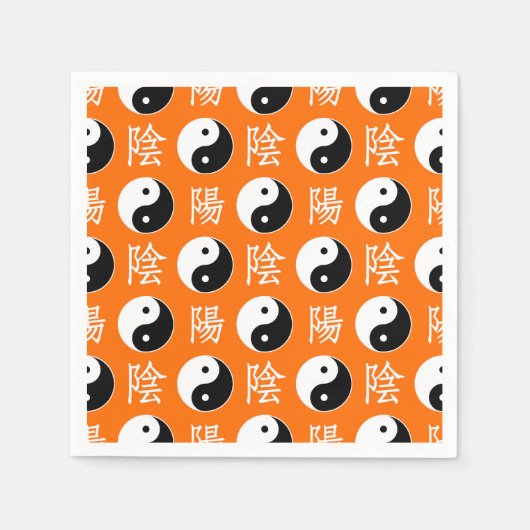 オレンジ色の背景中国の陽模様 スタンダードカクテルナプキン (正面)