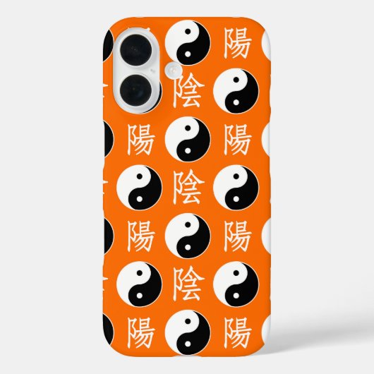 オレンジ色の背景中国の陽模様 Case-Mate iPhoneケース (裏面)