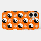 オレンジ色の背景中国の陽模様 Case-Mate iPhoneケース (裏面 (横))