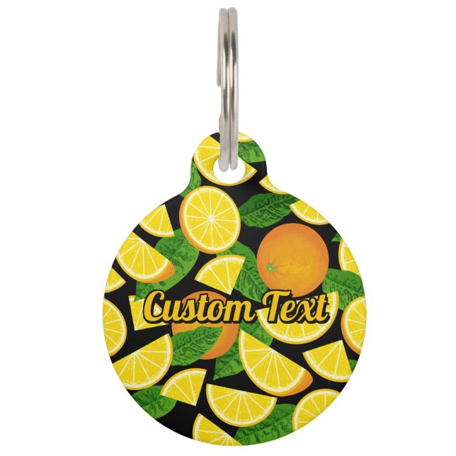 オレンジ色の背景 ペット　ネームタグ (正面)