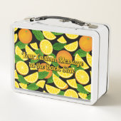 オレンジ色の背景 メタルランチボックス (裏面)