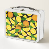 オレンジ色の背景 メタルランチボックス (正面)