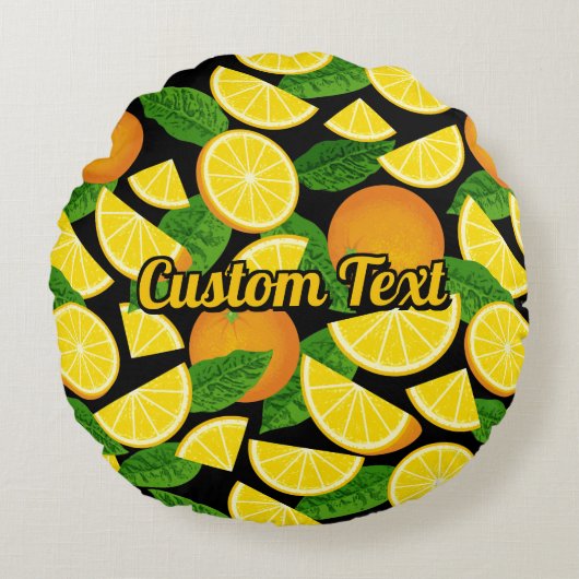 オレンジ色の背景 ラウンドクッション (正面)