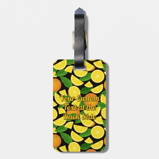 オレンジ色の背景 ラゲッジタグ (裏面縦)