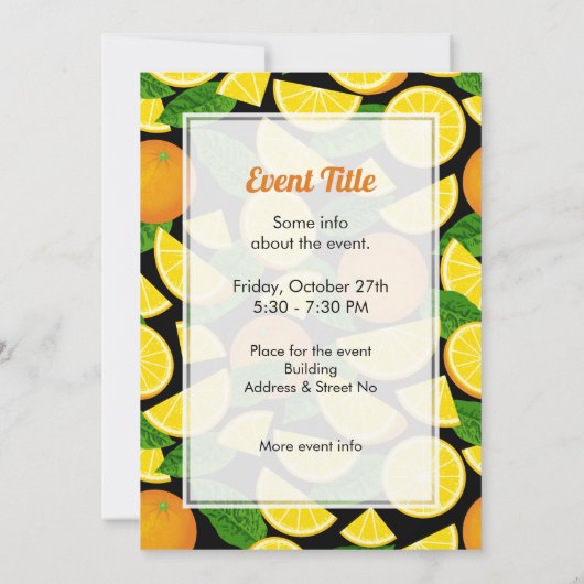 オレンジ色の背景 招待状 (裏面)