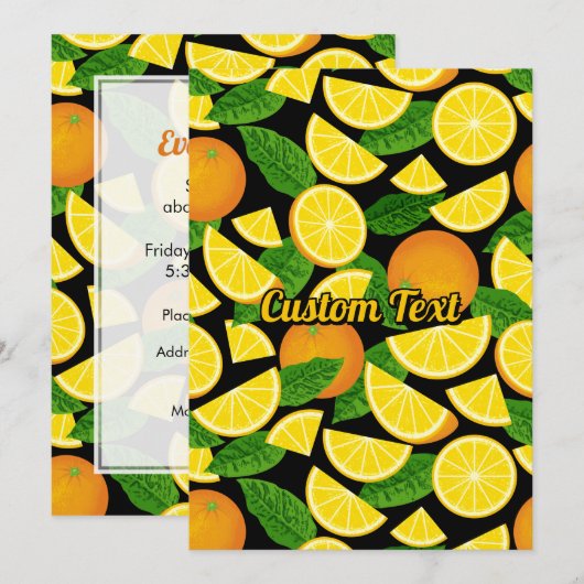 オレンジ色の背景 招待状 (正面/裏面)