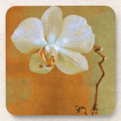 オレンジ色の色合いの美しい質感の蘭 コースター (正面)