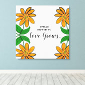 オレンジ色の花が幸せを広げる24インチx 24インチ キャンバスプリント (インサイチュ (ウッドフロア))