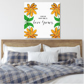 オレンジ色の花が幸せを広げる24インチx 24インチ キャンバスプリント (インサイチュ (寝室))