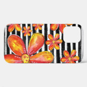 オレンジ色の花が黒いストライプ花 Case-Mate iPhoneケース (裏面 (横))