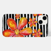 オレンジ色の花が黒いストライプ花 Case-Mate iPhoneケース (裏面 (横))