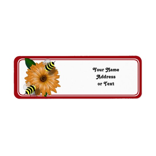 オレンジ色の花で出会うハチミツの漫画 ラベル (正面)