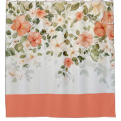 オレンジ色の花とつる植物シャワーカーテン シャワーカーテン (正面)