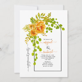 オレンジ色の花とアーチの結婚式・婚約パーティー 招待状