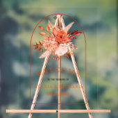 オレンジ色の花とアーチフローラ歓迎結婚の アクリルサイン (ニュートラル)