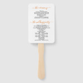 オレンジ色の花とアーチ秋の結婚式プログラム ハンドファン (裏面)