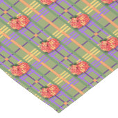 オレンジ色の花とモスグリーンプレイドテーブルランナー ショートテーブルランナー (コーナー)