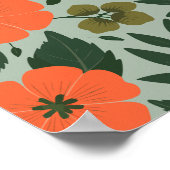 オレンジ色の花と緑離れの花 ポスター (角)